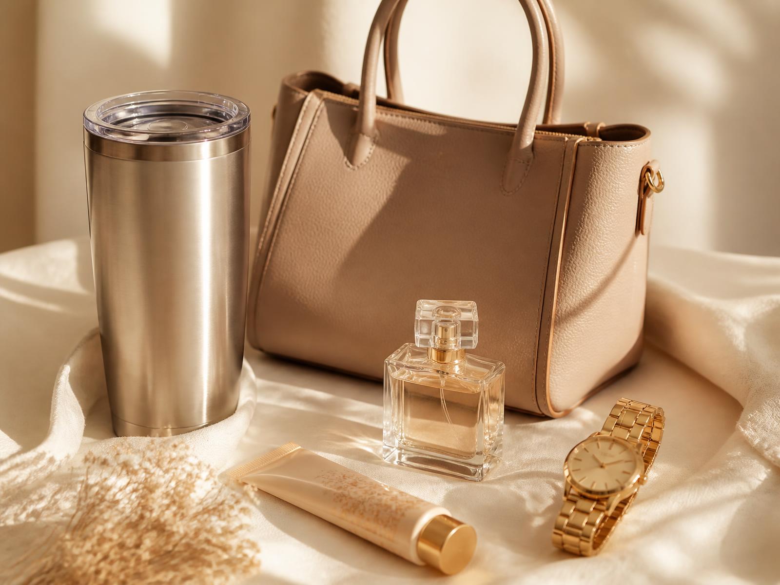 Curated selection of bags, tumblers, perfume and watches from BornGreat's Collection